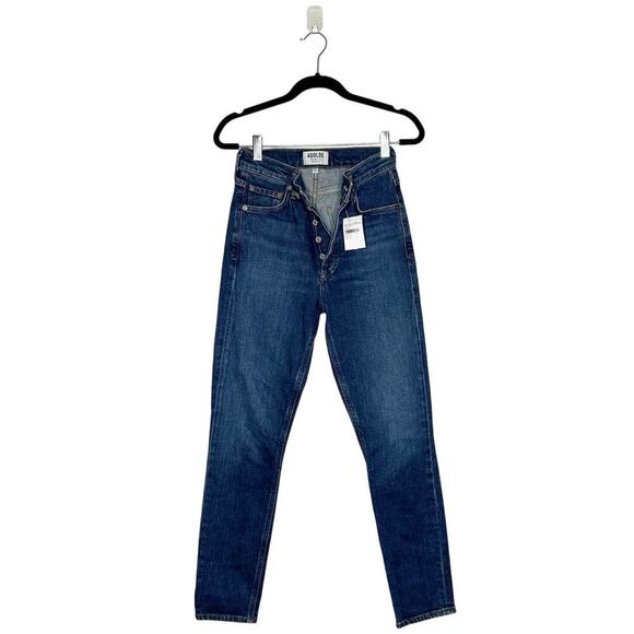 NWT Agolde Nico High Rise Skinny Jeans Button Fly Women's Blue Size 23 - Picture 3 of 6